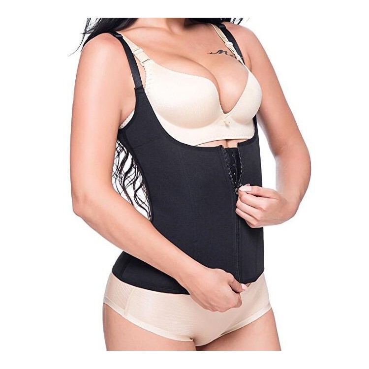 New Women Waist Trainer Cincher Control Body Shaper Underbust Sport Slimming Adjustable Shoulder Straps Ultra Sweat Shapers - Black / Size: L-6