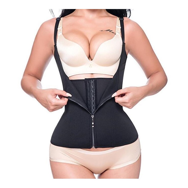 New Women Waist Trainer Cincher Control Body Shaper Underbust Sport Slimming Adjustable Shoulder Straps Ultra Sweat Shapers - Black / Size: L-7