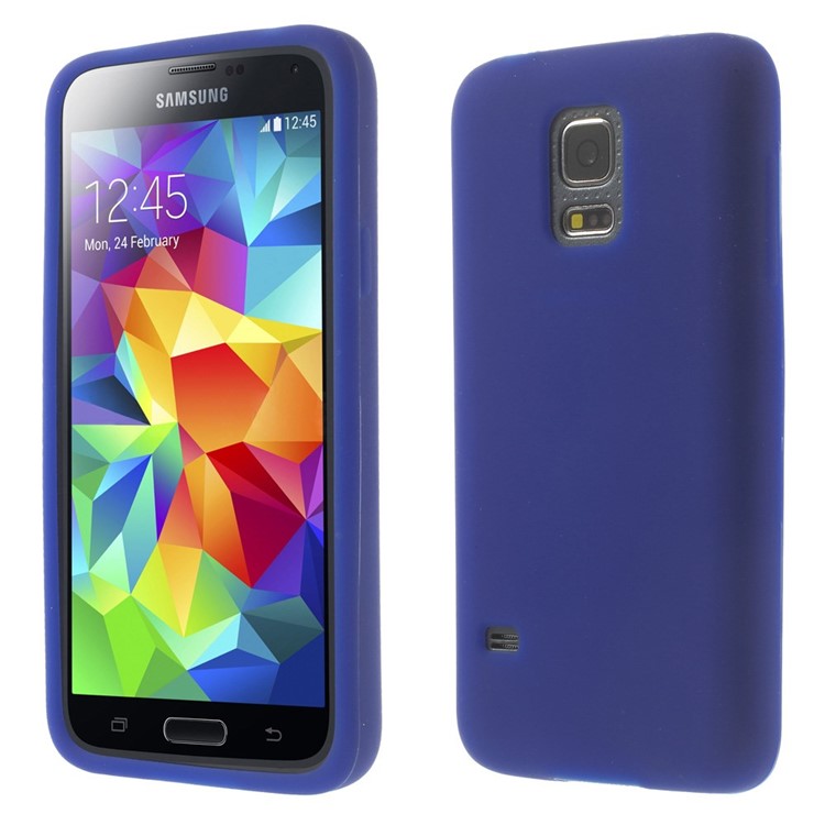 Soft Silicone Cover for Samsung Galaxy S5 mini G800 - Deep Blue-1