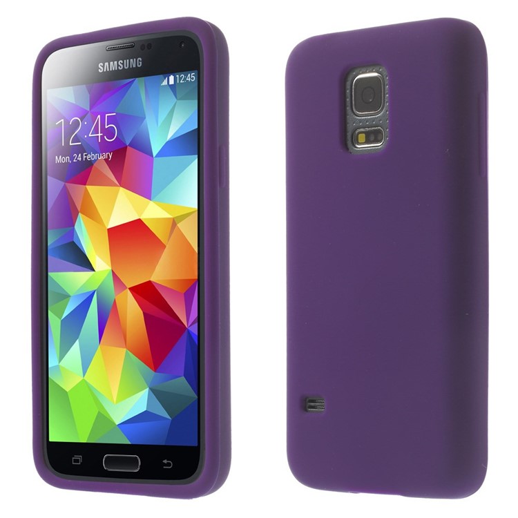 Silicone Gel Shell for Samsung Galaxy S5 mini G800 - Purple-1