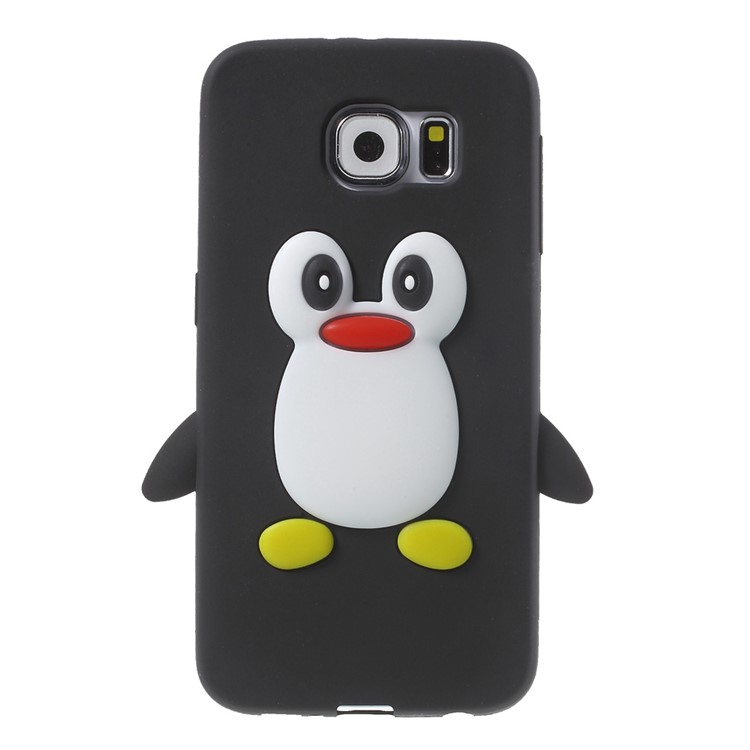 Cute 3D Penguin Soft Silicone Back Case for Samsung Galaxy S6 G920 - Black-2