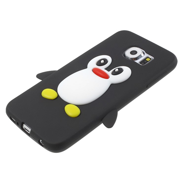 Cute 3D Penguin Soft Silicone Back Case for Samsung Galaxy S6 G920 - Black-3