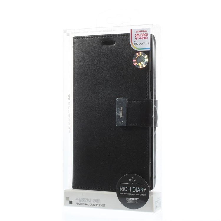 Mercury GOOSPERY Rich Diary Leather Wallet Case for Samsung Galaxy S5 G900 / S5 Neo - Black-10