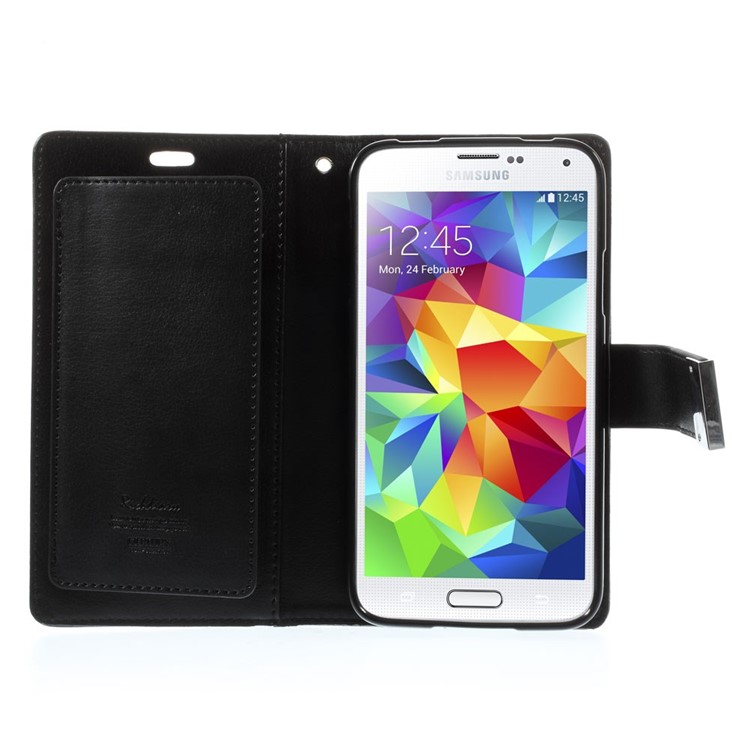 Mercury GOOSPERY Rich Diary Leather Wallet Case for Samsung Galaxy S5 G900 / S5 Neo - Black-5