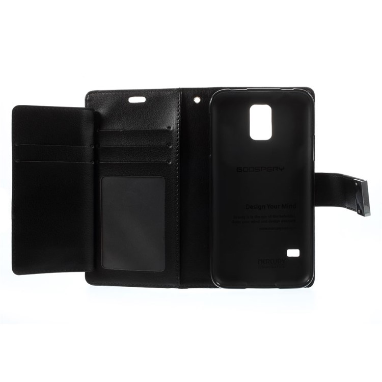 Mercury GOOSPERY Rich Diary Leather Wallet Case for Samsung Galaxy S5 G900 / S5 Neo - Black-6