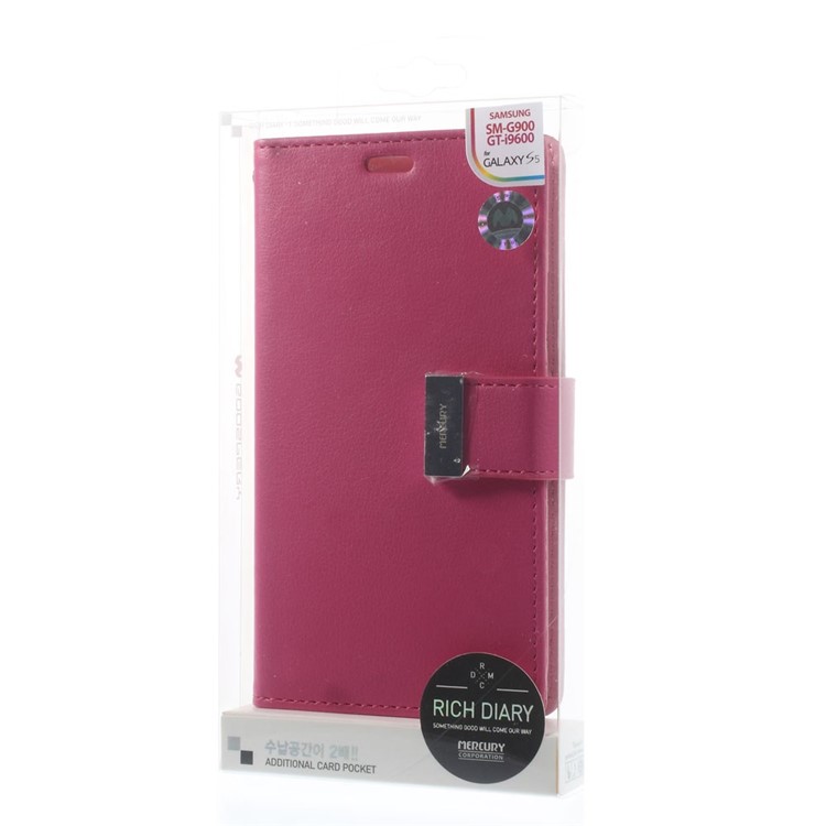 Mercury GOOSPERY Rich Diary Leather Wallet Cover for Samsung Galaxy S5 G900 / S5 Neo - Rose-10