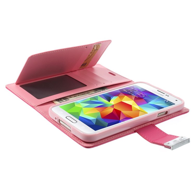 Mercury GOOSPERY Rich Diary Leather Wallet Cover for Samsung Galaxy S5 G900 / S5 Neo - Rose-6