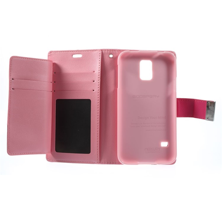 Mercury GOOSPERY Rich Diary Leather Wallet Cover for Samsung Galaxy S5 G900 / S5 Neo - Rose-7