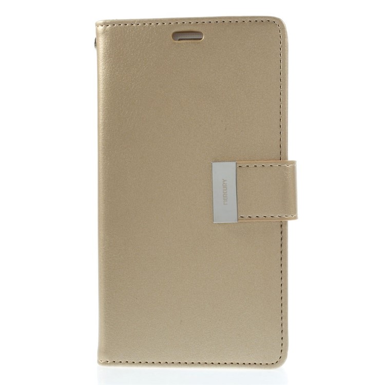Mercury GOOSPERY Rich Diary Wallet Leather Cover for Samsung Galaxy S5 G900 / S5 Neo - Champagne-3