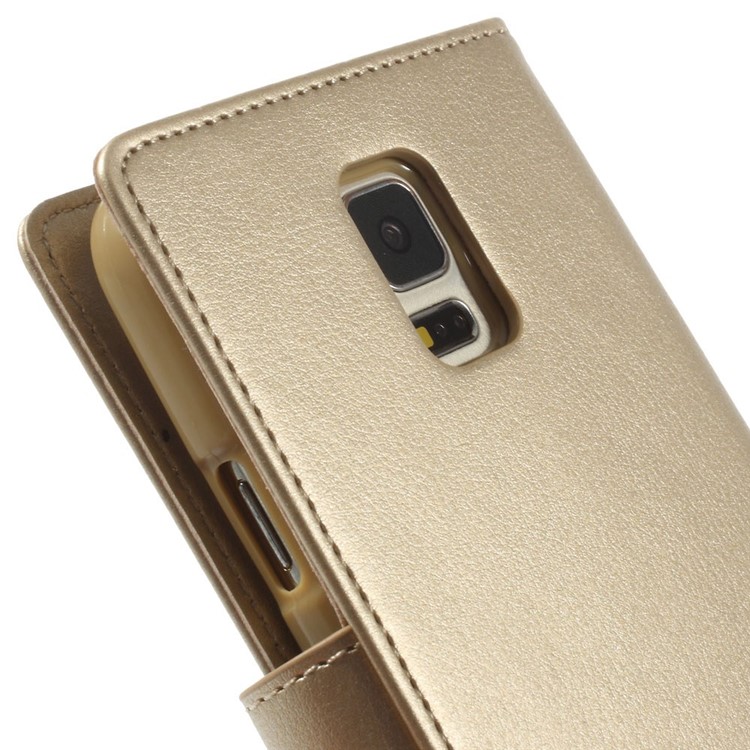 Mercury GOOSPERY Rich Diary Wallet Leather Cover for Samsung Galaxy S5 G900 / S5 Neo - Champagne-9