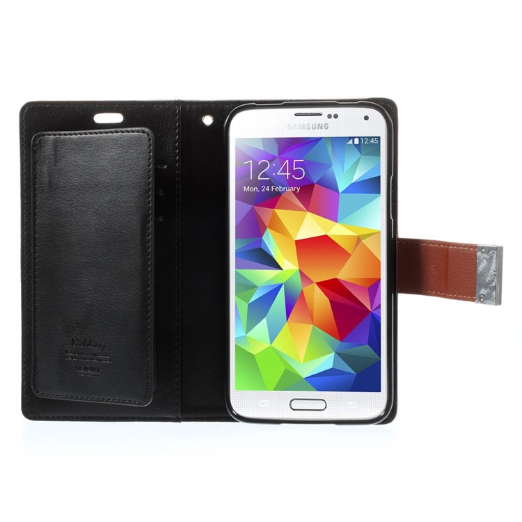Mercury GOOSPERY Rich Diary Wallet Leather Shell for Samsung Galaxy S5 G900 / S5 Neo - Brown-6