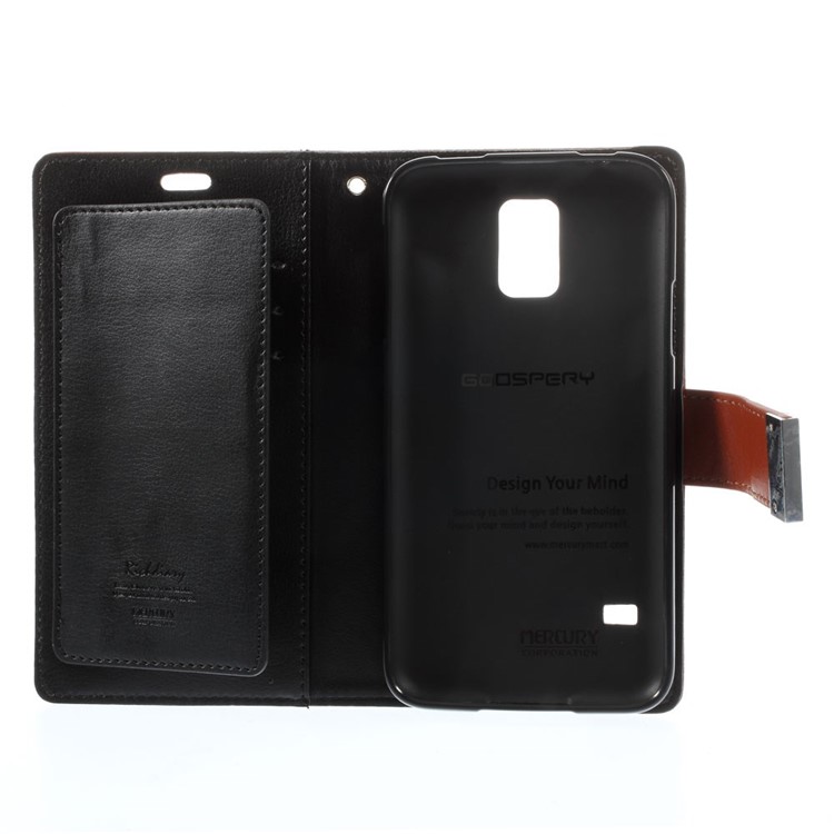 Mercury GOOSPERY Rich Diary Wallet Leather Shell for Samsung Galaxy S5 G900 / S5 Neo - Brown-7