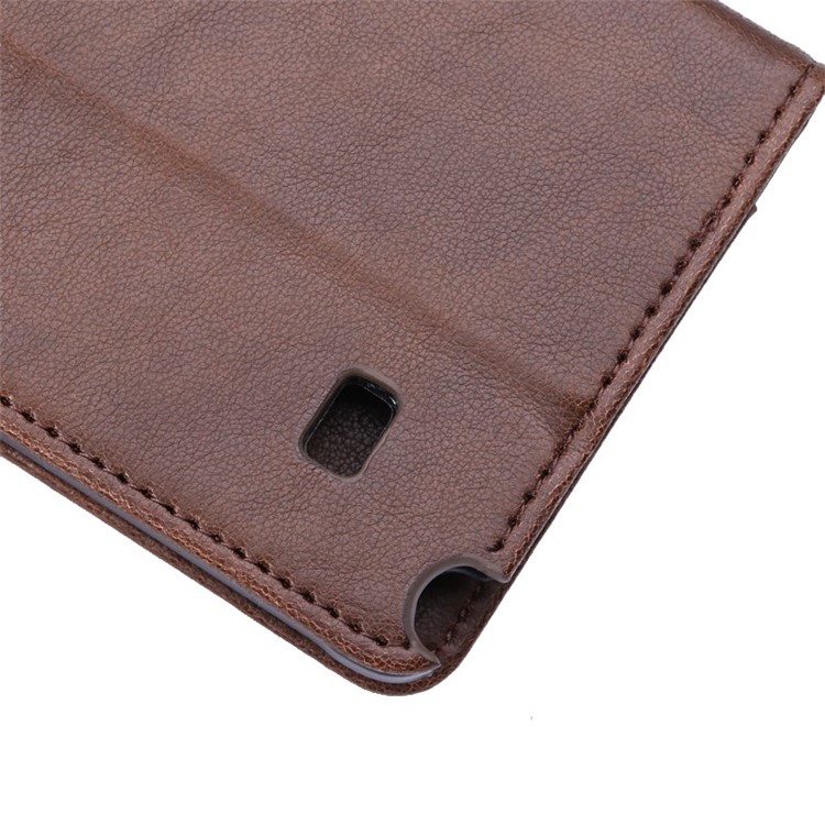 Crazy Horse Pattern Flip Card Holder Leather Case for Samsung Galaxy Note 4 N910 - Coffee-11