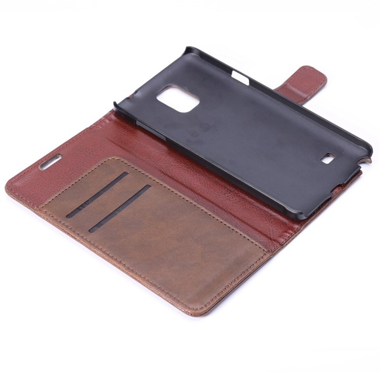 Crazy Horse Pattern Flip Card Holder Leather Case for Samsung Galaxy Note 4 N910 - Coffee-12