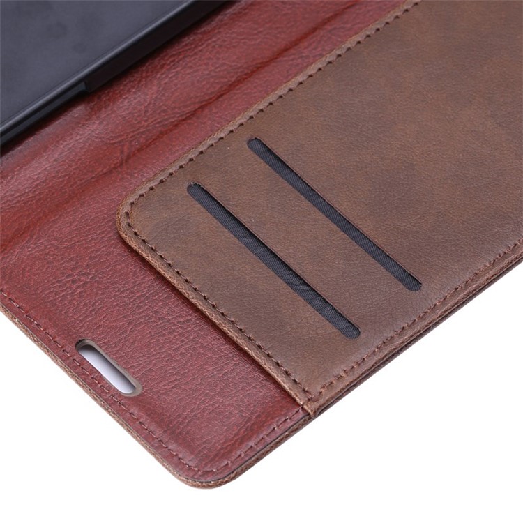 Crazy Horse Pattern Flip Card Holder Leather Case for Samsung Galaxy Note 4 N910 - Coffee-13
