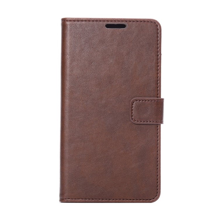 Crazy Horse Pattern Flip Card Holder Leather Case for Samsung Galaxy Note 4 N910 - Coffee-2