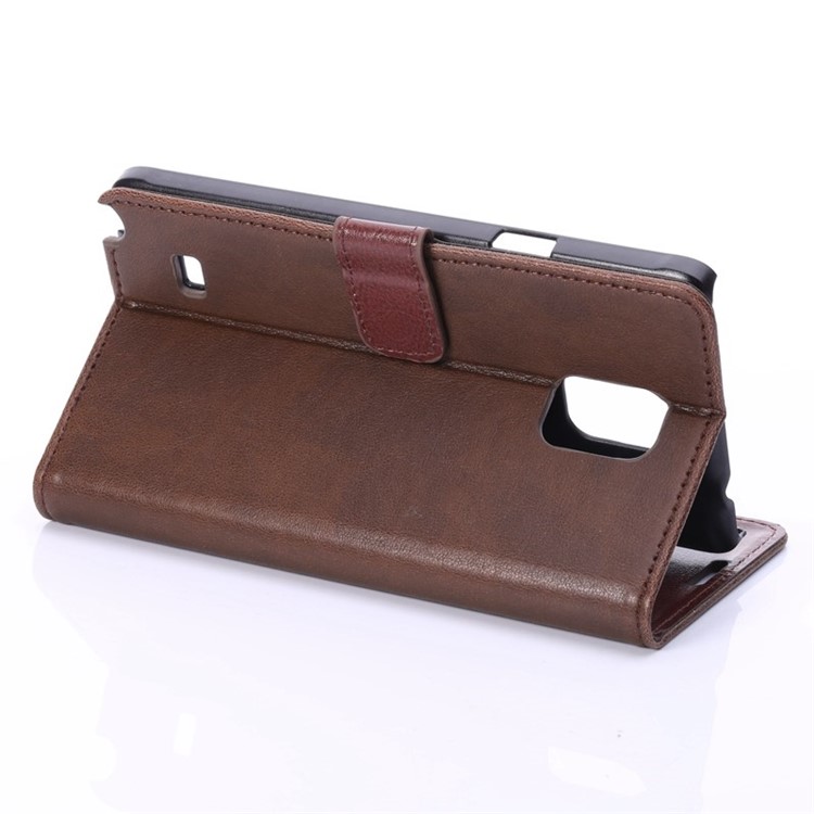 Crazy Horse Pattern Flip Card Holder Leather Case for Samsung Galaxy Note 4 N910 - Coffee-5