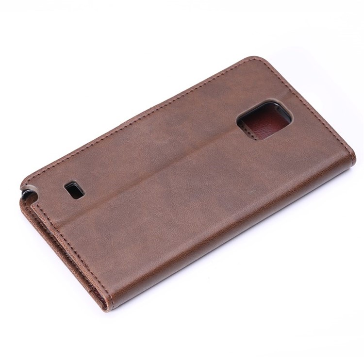 Crazy Horse Pattern Flip Card Holder Leather Case for Samsung Galaxy Note 4 N910 - Coffee-7