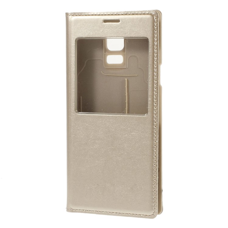For Samsung Galaxy S5 mini G800 Smart Window View Leather Flip Battery Back Cover - Gold-2