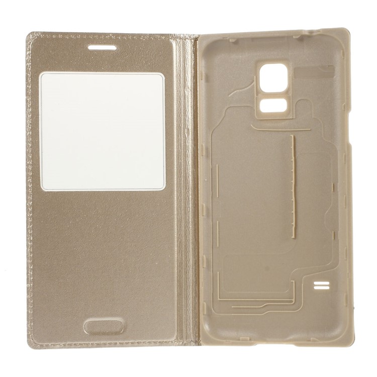 For Samsung Galaxy S5 mini G800 Smart Window View Leather Flip Battery Back Cover - Gold-4