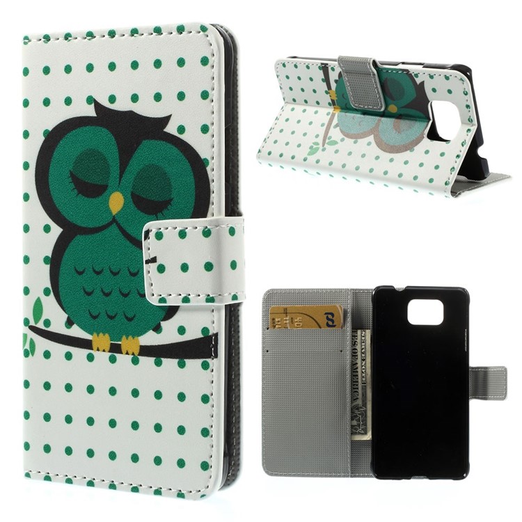 Sleeping Owl for Samsung Galaxy Alpha G850F G850A Stand Leather Wallet Shell-1
