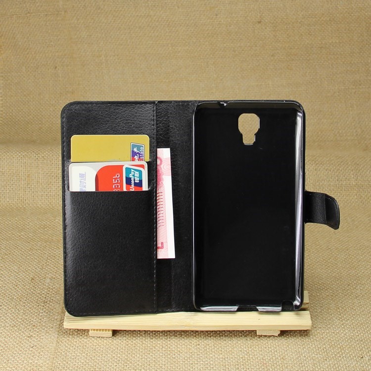 Black Litchi Grain Leather Wallet Folio Cover for Samsung Galaxy Note 3 Lite N750 / Neo N7505-2