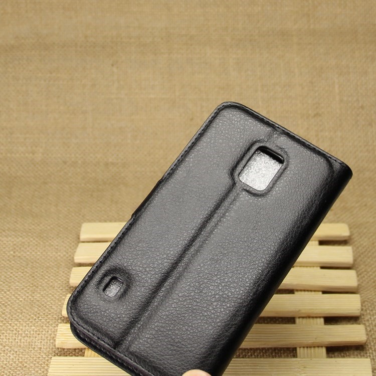 Black Litchi Grain Carteira de couro Folio Capa para Samsung Galaxy S5 Active SM-G870A-6