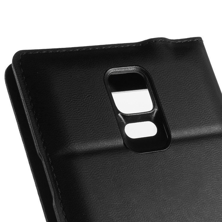 View Window Leather Flip Battery Door Cover for Samsung Galaxy Note 4 N910 - Black-4