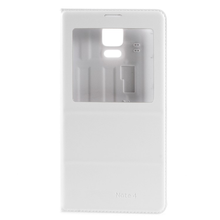 View Window Leather Flip Battery Door Cover for Samsung Galaxy Note 4 N910 - White-2