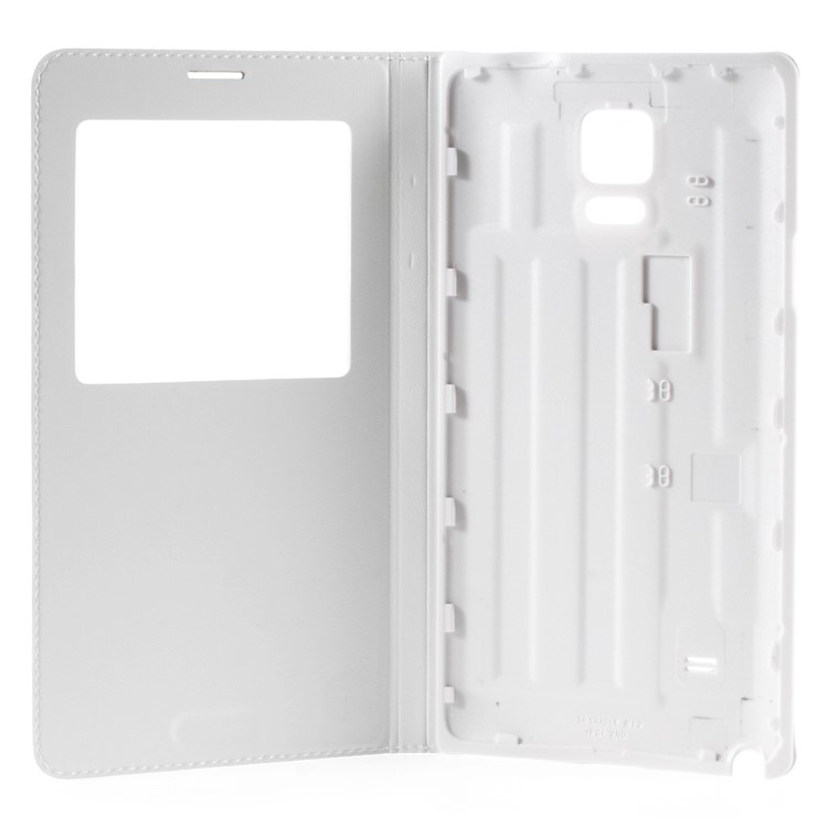 View Window Leather Flip Battery Door Cover for Samsung Galaxy Note 4 N910 - White-3