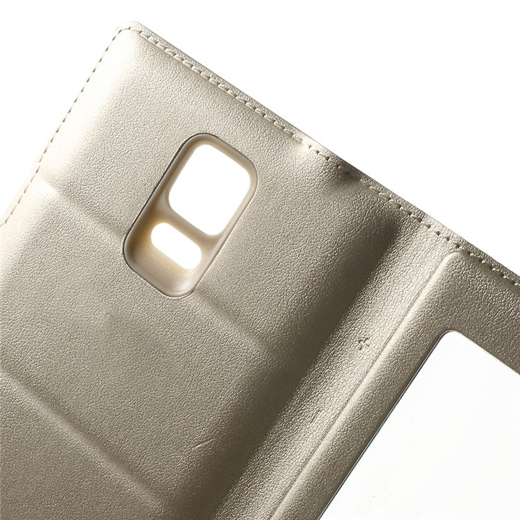 View Window Battery Housing Leather Flip Case for Samsung Galaxy Note 4 N910 - Champagne-4