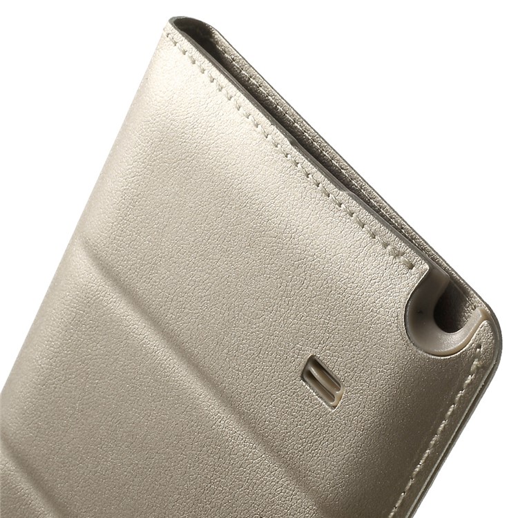 View Window Battery Housing Leather Flip Case for Samsung Galaxy Note 4 N910 - Champagne-6
