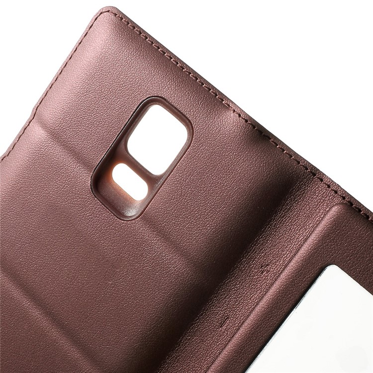 View Window Battery Housing Leather Flip Shell for Samsung Galaxy Note 4 N910 - Wine Red-4
