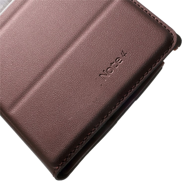 View Window Battery Housing Leather Flip Shell for Samsung Galaxy Note 4 N910 - Wine Red-5