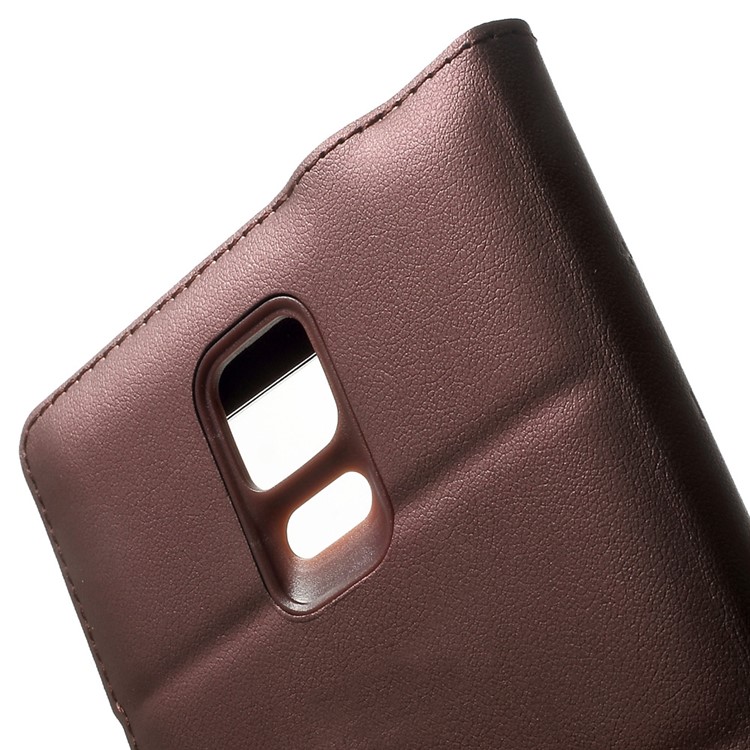 View Window Battery Housing Leather Flip Shell for Samsung Galaxy Note 4 N910 - Wine Red-6