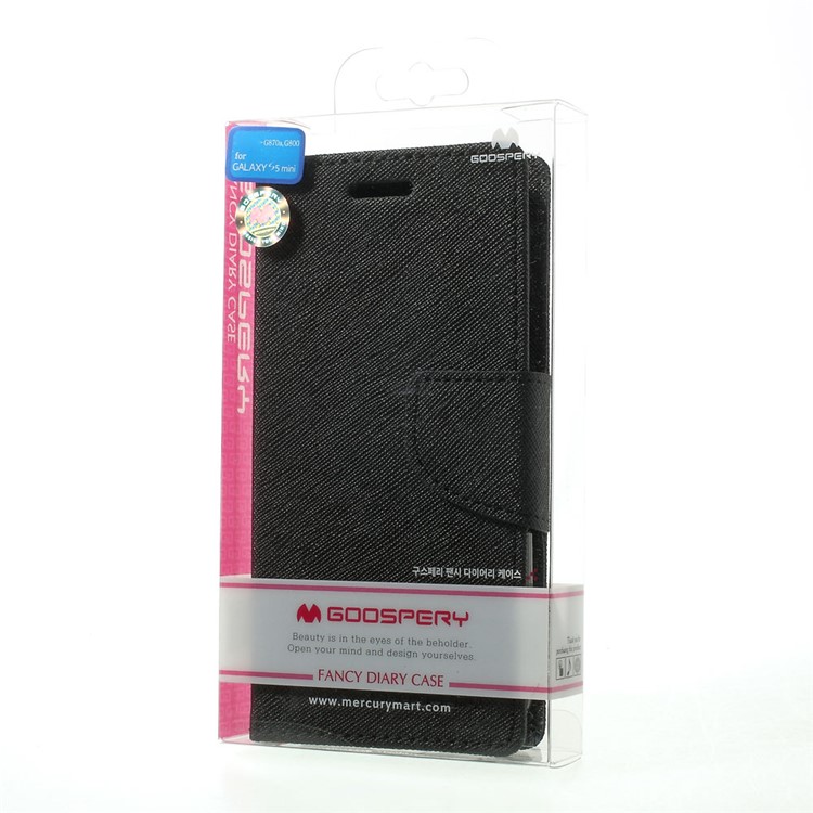 Mercury GOOSPERY Fancy Diary Leather Wallet Case for Samsung Galaxy S5 mini G800 w/ Stand - Black-11