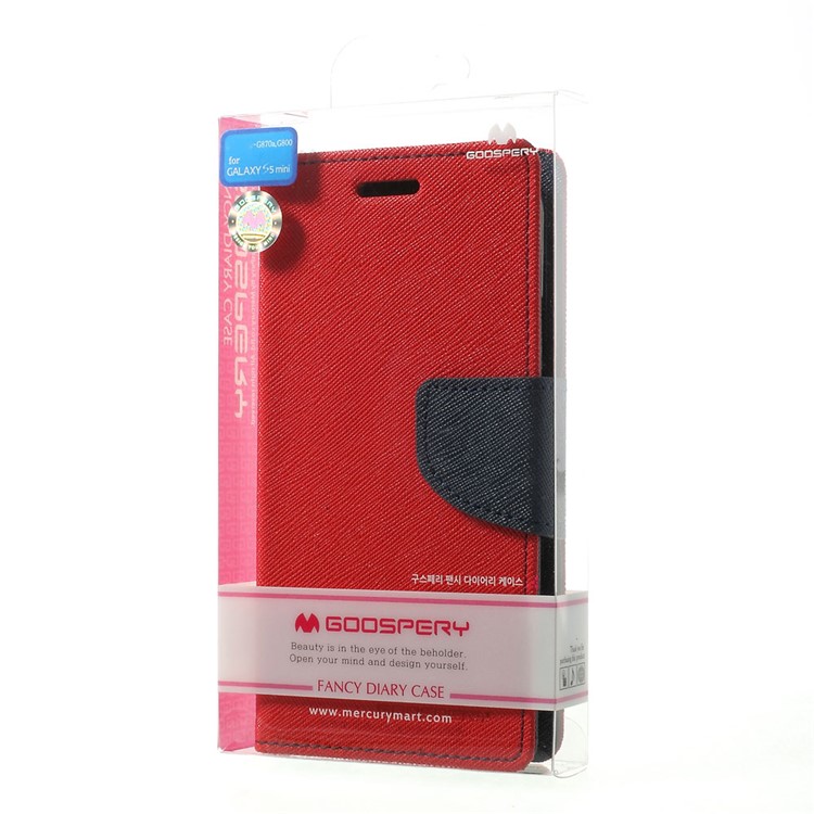 Mercury GOOSPERY Fancy Diary Leather Wallet Case for Samsung Galaxy S5 mini G800 w/ Stand - Red-11