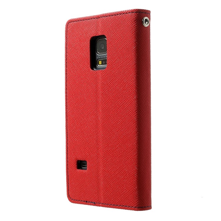 Mercury GOOSPERY Fancy Diary Leather Wallet Case for Samsung Galaxy S5 mini G800 w/ Stand - Red-2