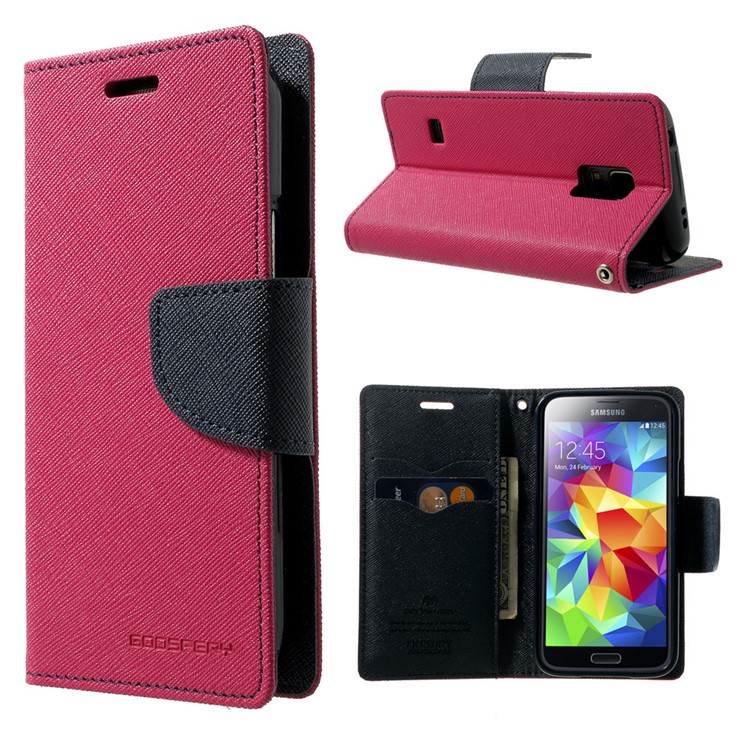 Mercury GOOSPERY Fancy Diary Leather Wallet Case for Samsung Galaxy S5 mini G800 w/ Stand - Rose-1