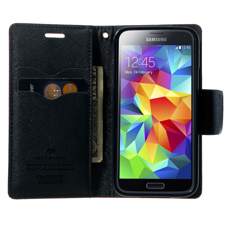Mercury GOOSPERY Fancy Diary Leather Wallet Case for Samsung Galaxy S5 mini G800 w/ Stand - Rose-5