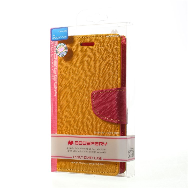 Mercury GOOSPERY Fancy Diary Leather Wallet Cover for Samsung Galaxy S5 mini G800 w/ Stand - Orange-10