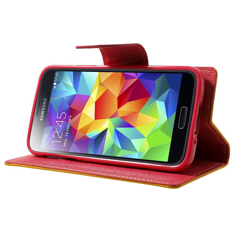 Mercury GOOSPERY Fancy Diary Leather Wallet Cover for Samsung Galaxy S5 mini G800 w/ Stand - Orange-3