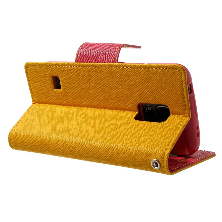Mercury GOOSPERY Fancy Diary Leather Wallet Cover for Samsung Galaxy S5 mini G800 w/ Stand - Orange-4