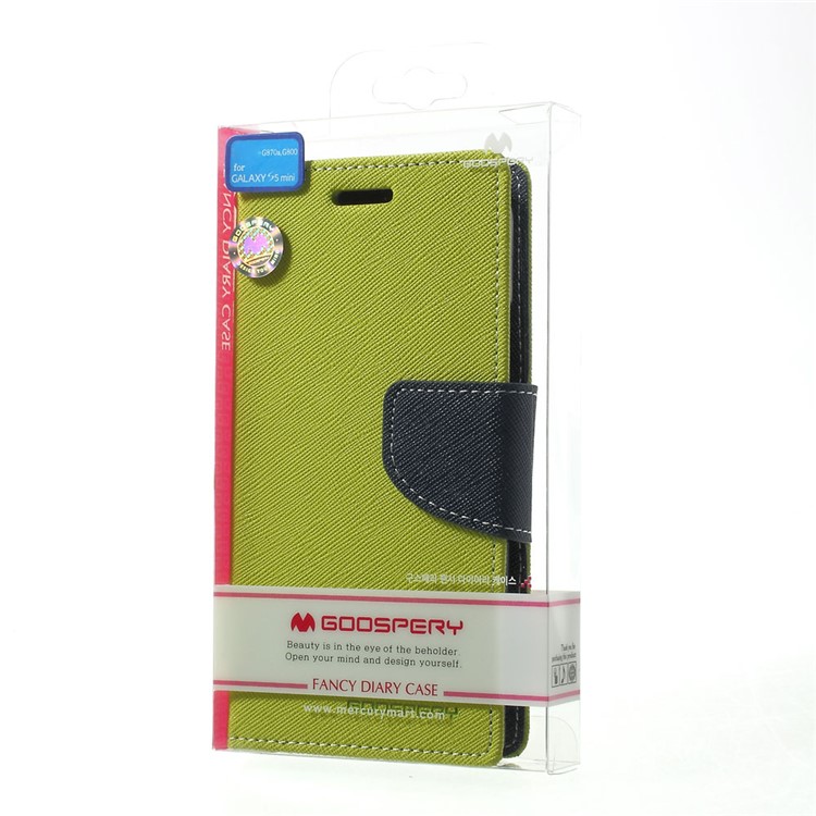 Mercury GOOSPERY Fancy Diary Leather Wallet Cover for Samsung Galaxy S5 mini G800 w/ Stand - Green-11