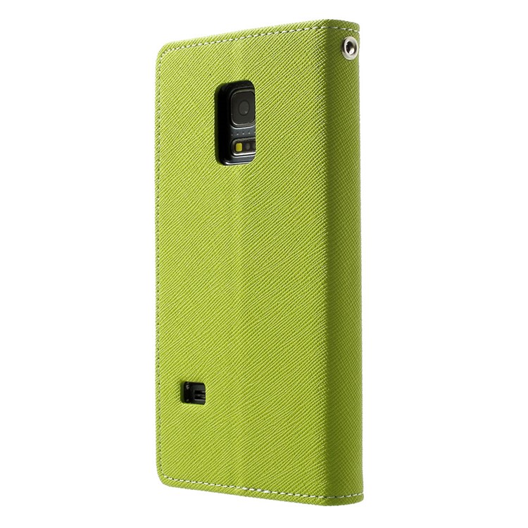 Mercury GOOSPERY Fancy Diary Leather Wallet Cover for Samsung Galaxy S5 mini G800 w/ Stand - Green-2