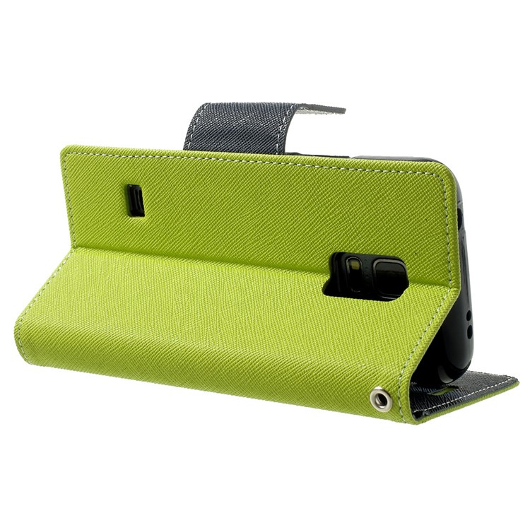 Mercury GOOSPERY Fancy Diary Leather Wallet Cover for Samsung Galaxy S5 mini G800 w/ Stand - Green-4