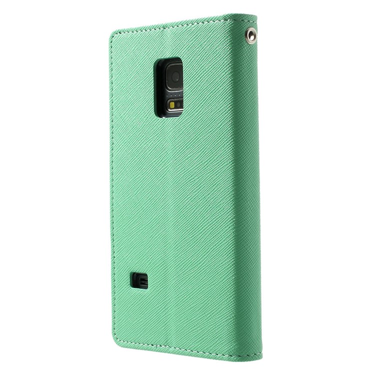Mercury GOOSPERY for Samsung Galaxy S5 mini G800 Fancy Diary Leather Wallet Cover w/ Stand - Cyan-2