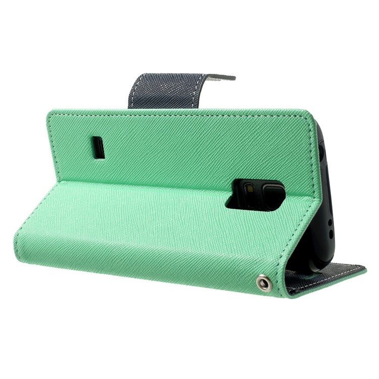 Mercury GOOSPERY for Samsung Galaxy S5 mini G800 Fancy Diary Leather Wallet Cover w/ Stand - Cyan-4
