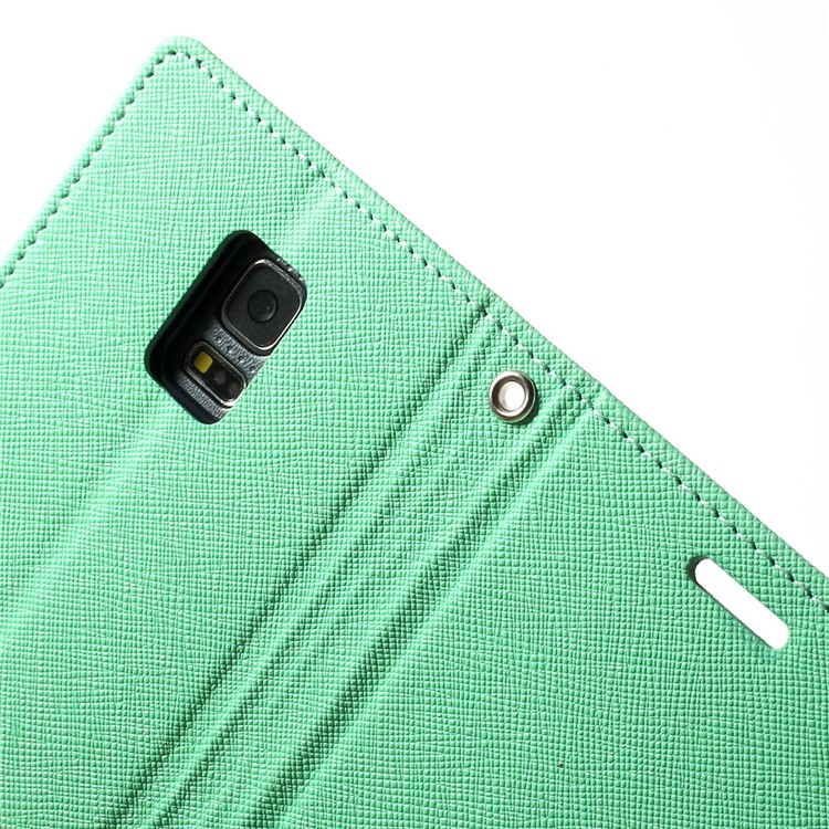 Mercury GOOSPERY for Samsung Galaxy S5 mini G800 Fancy Diary Leather Wallet Cover w/ Stand - Cyan-6