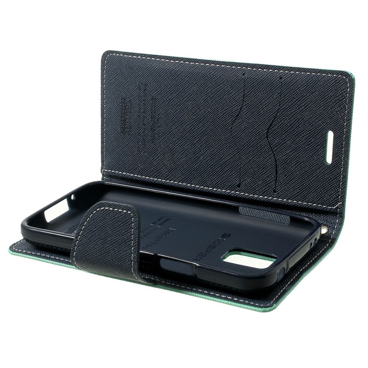 Mercury GOOSPERY for Samsung Galaxy S5 mini G800 Fancy Diary Leather Wallet Cover w/ Stand - Cyan-9